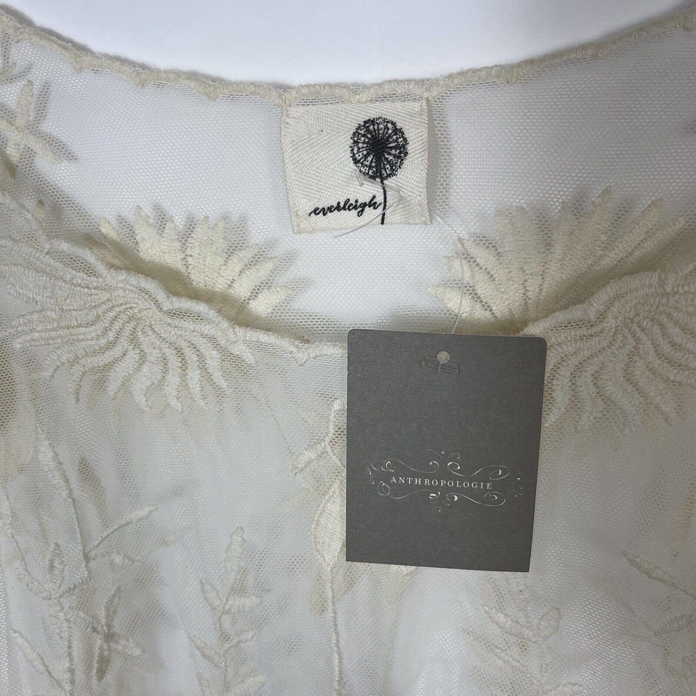 NWT Anthropologie Everleigh Mesh Embroiderded Top Cream Color - Picture 5 of 6
